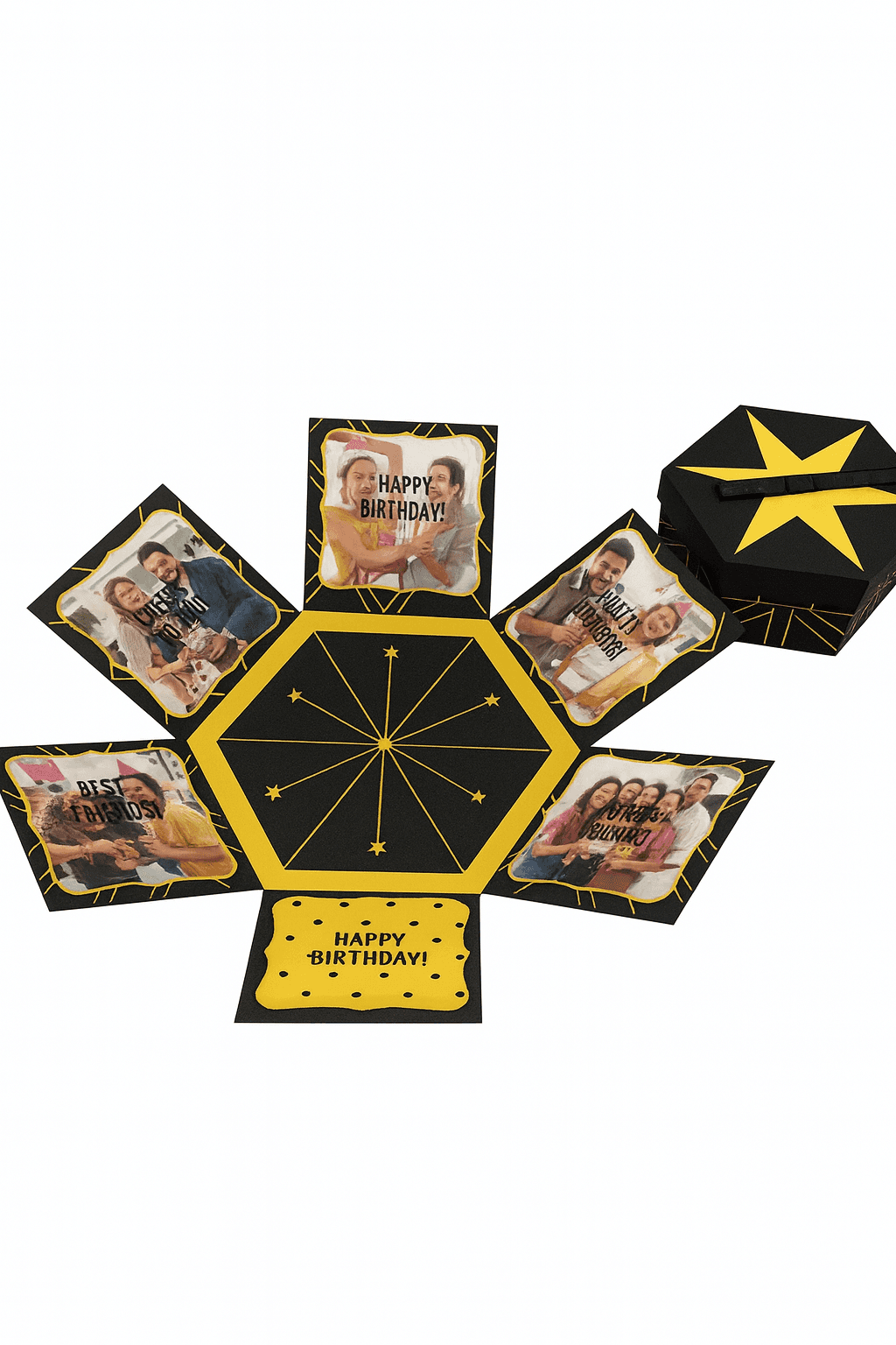 Custom Single Layer Hexagon Surprise Explosion Gift Box – Custom Photo Gift for Birthdays & Special Occasions print view 2