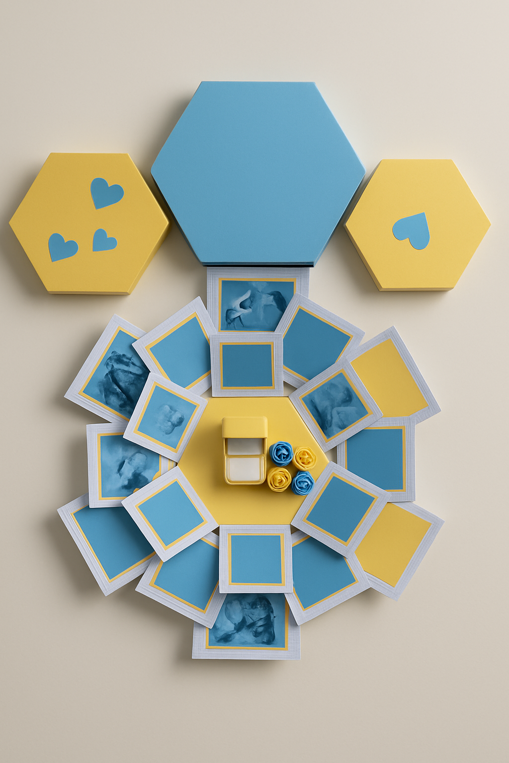 Custom Luxury Multilayer Hexagon Explosion Gift Box with Pop-Ups & Mini Keepsake Box – Perfect for Proposals, Anniversaries & Romantic Surprises print view 7