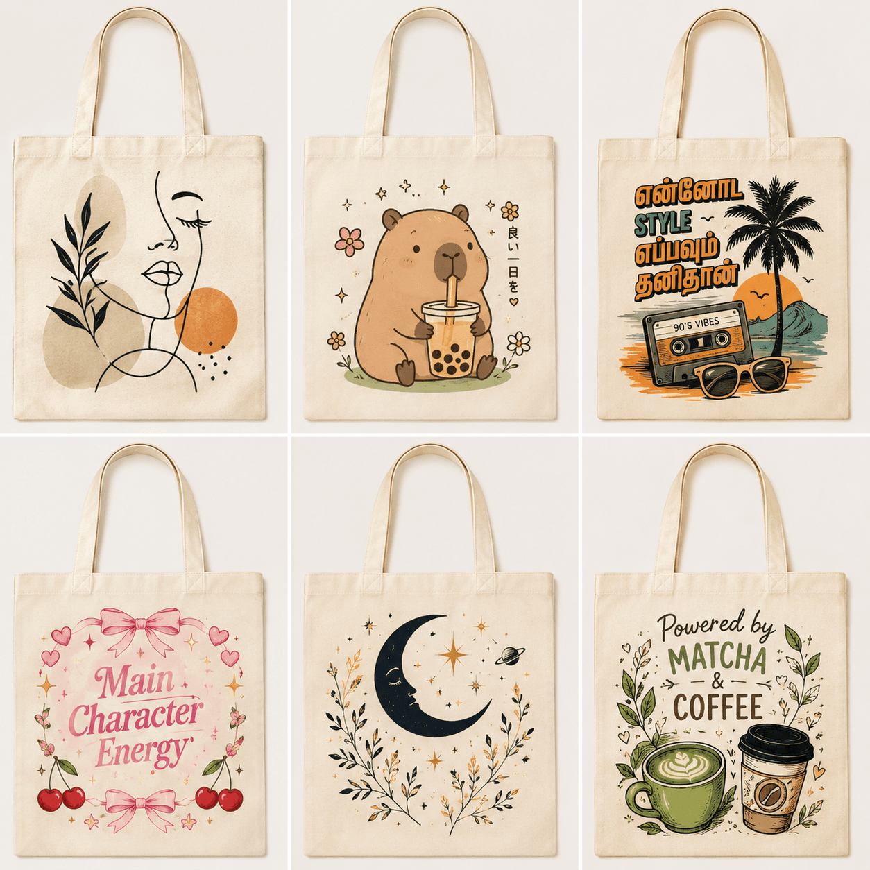 Custom DTF Printed | Customized Cotton Tote Bag | Eco-Friendly | No Zip | Reusable Shopping Bag printing in India