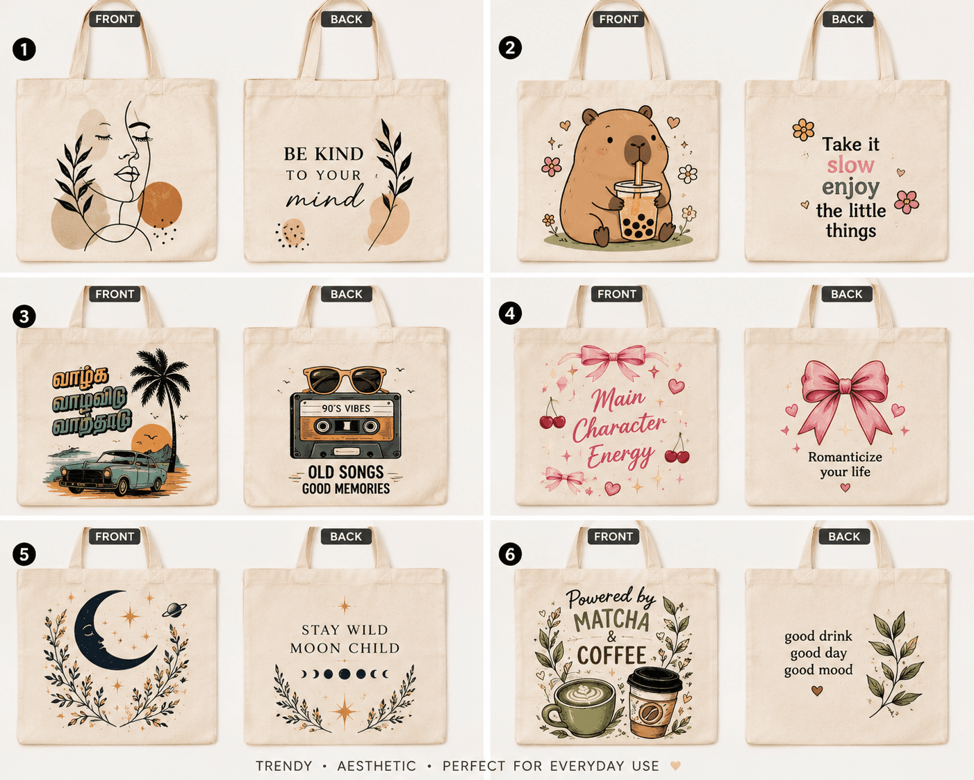 Custom DTF Printed | Customized Cotton Tote Bag | Eco-Friendly | No Zip | Reusable Shopping Bag print view 2
