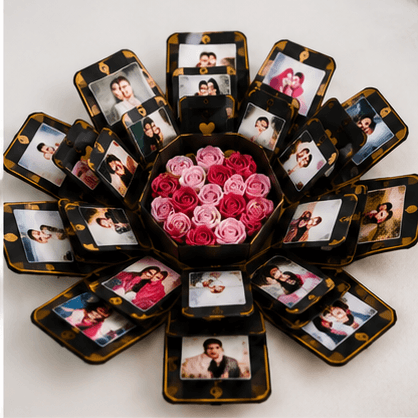 Custom Luxury Royal Hexa 4-Layer Surprise Box | LED Lighting, Chocolates & Keepsake Display Gift Box print view 2