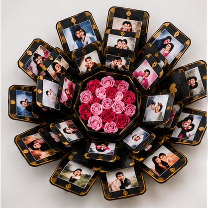 Custom Luxury Royal Hexa 4-Layer Surprise Box | LED Lighting, Chocolates & Keepsake Display Gift Box print view 3