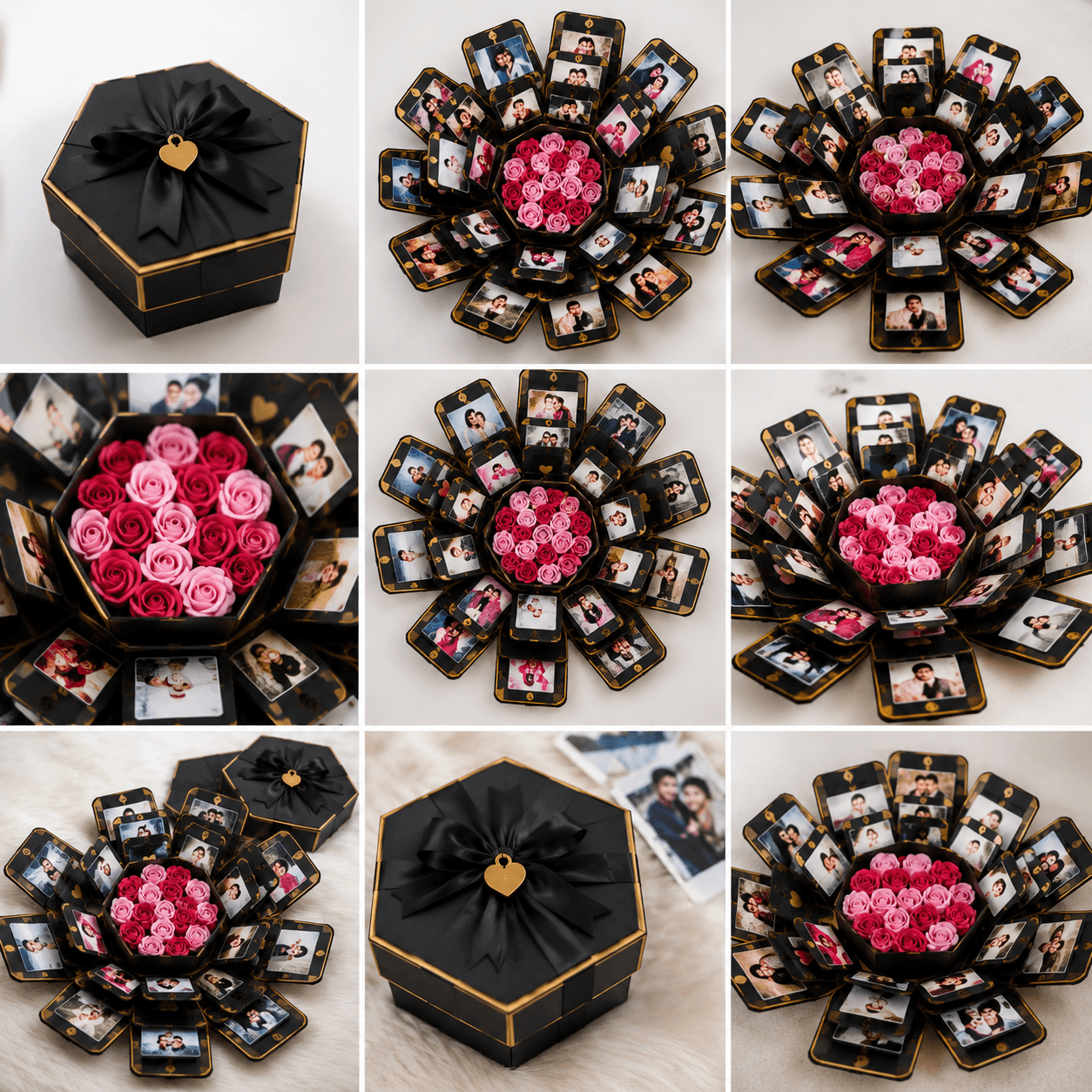 Custom Luxury Royal Hexa 4-Layer Surprise Box | LED Lighting, Chocolates & Keepsake Display Gift Box print view 4