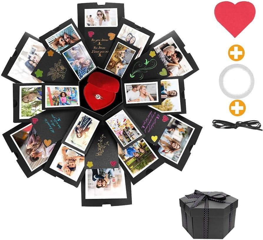 Custom Luxury Multilayer Hexagon Explosion Gift Box with Pop-Ups & Mini Keepsake Box – Perfect for Proposals, Anniversaries & Romantic Surprises print view 5