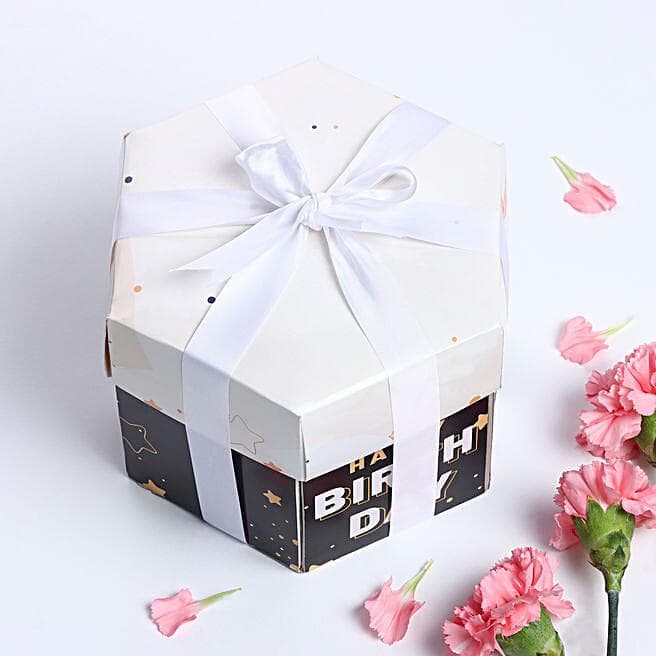 Custom Multilayer Hexagon Explosion Gift Box – Personalized Birthday Surprise Box with Cute Illustrations & Photo Spaces print view 5