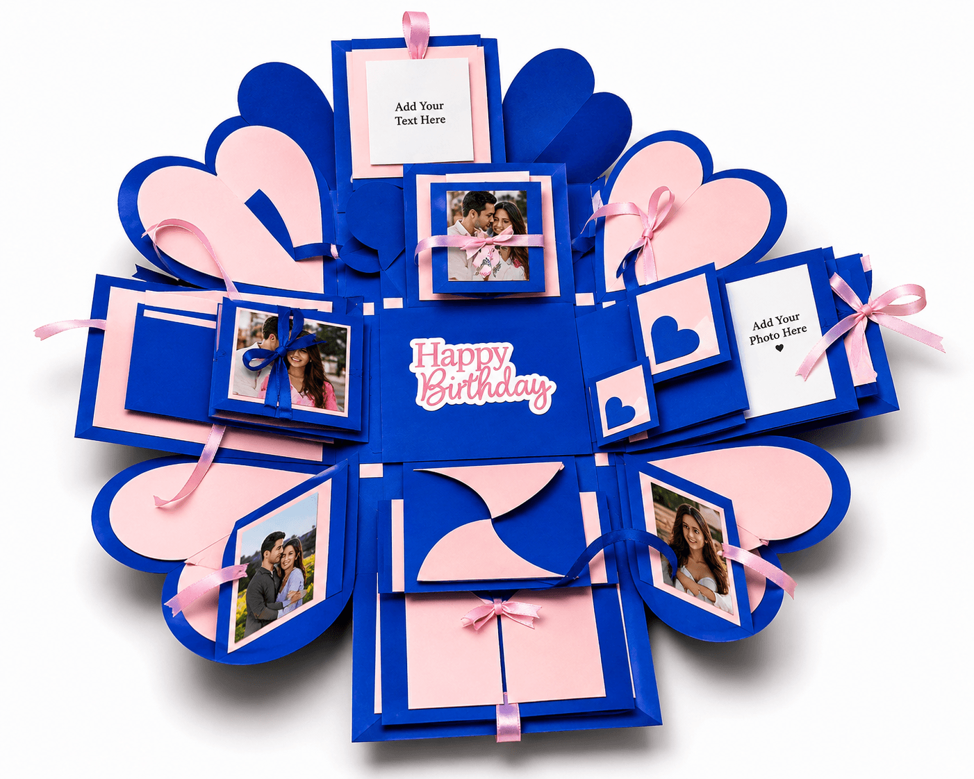 Custom Dual Layer Classic Quadrat Explosion Gift Box – Handmade Birthday Surprise Box | Personalized Photo Memory Box | Perfect Birthday Gift for Him & Her print view 4